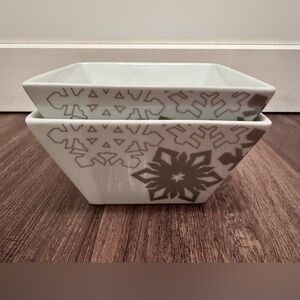 New Set of 2 6” snowflake bowls winter Christmas serve ware